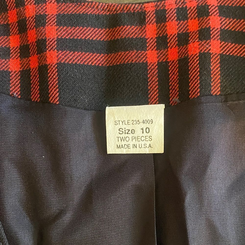 Vintage Worthington Red and Black Checkered Double Button Blazer - Picture 5 of 8